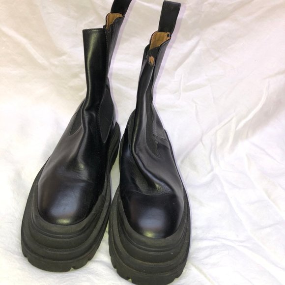 ZARA MEGA LUG SOLE pradda-look black combat boots 39 9 - Picture 1 of 8